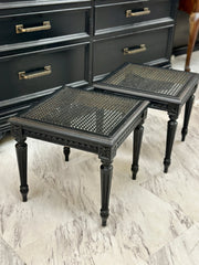 Pair of petite cane top tables (2)
