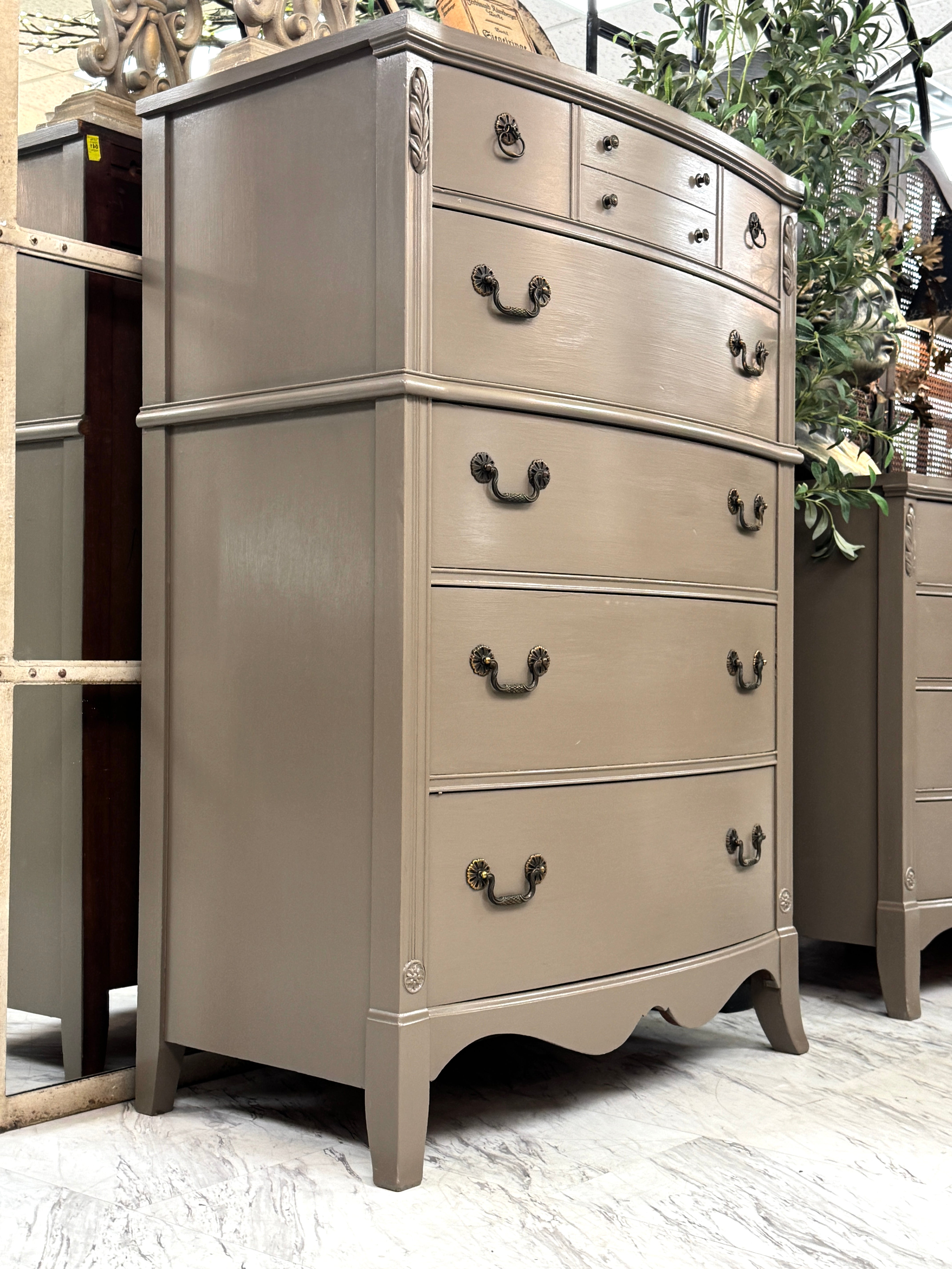 Vintage bow front chest
