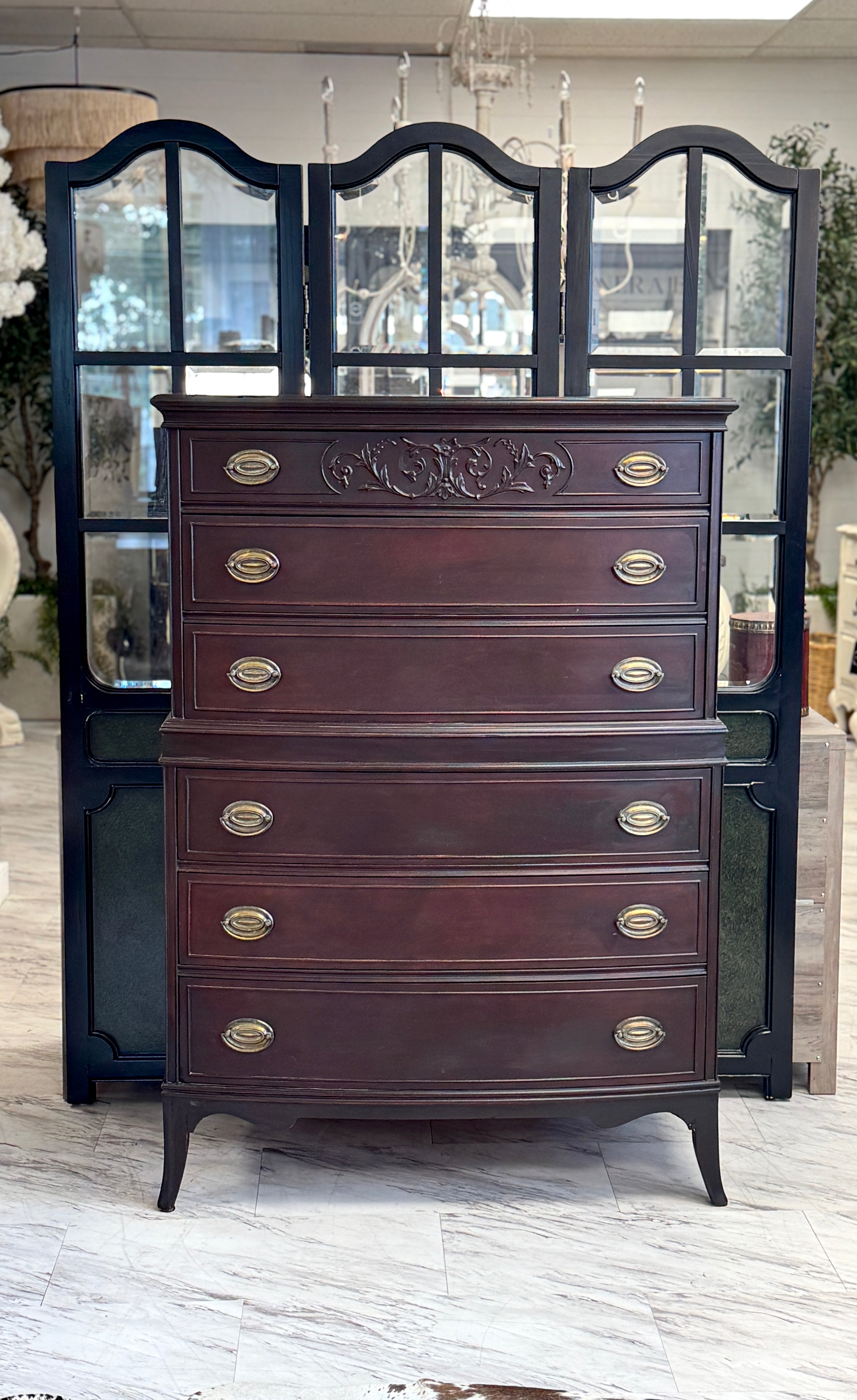 Antique bow front chest