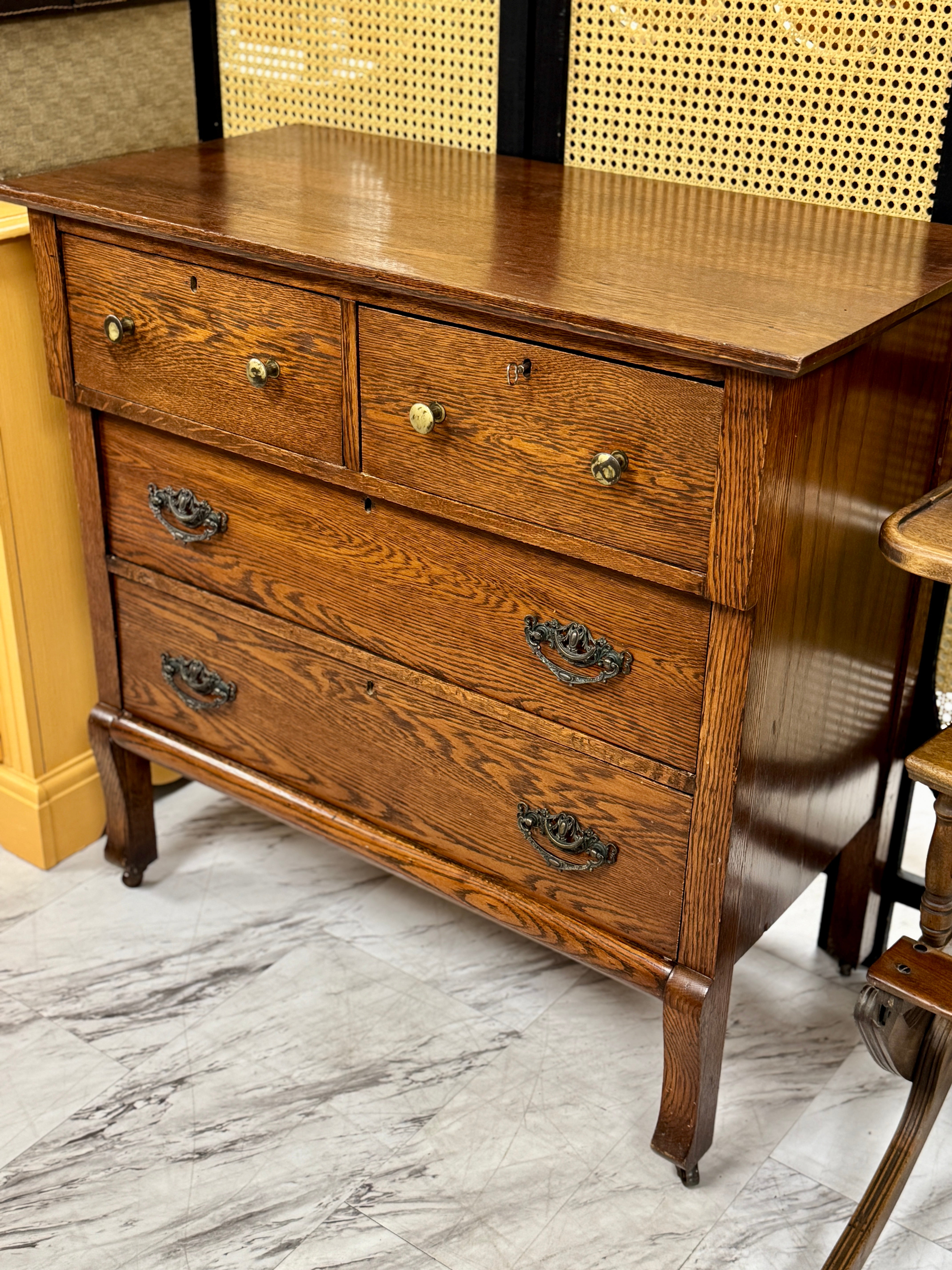 brown vintage dresser Vintage Oak 3 -Drawer Dresser