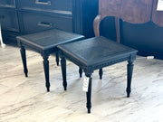 Pair of petite cane top tables (2)