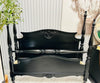Black antique full bed w/wood rails