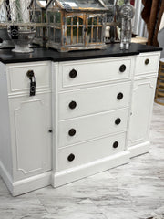 Vintage black & white cabinet w/drop-front desk