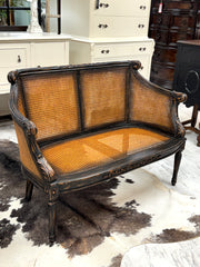Vintage double-cane settee/bench
