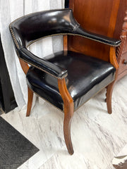 Vintage leather barrel back chair
