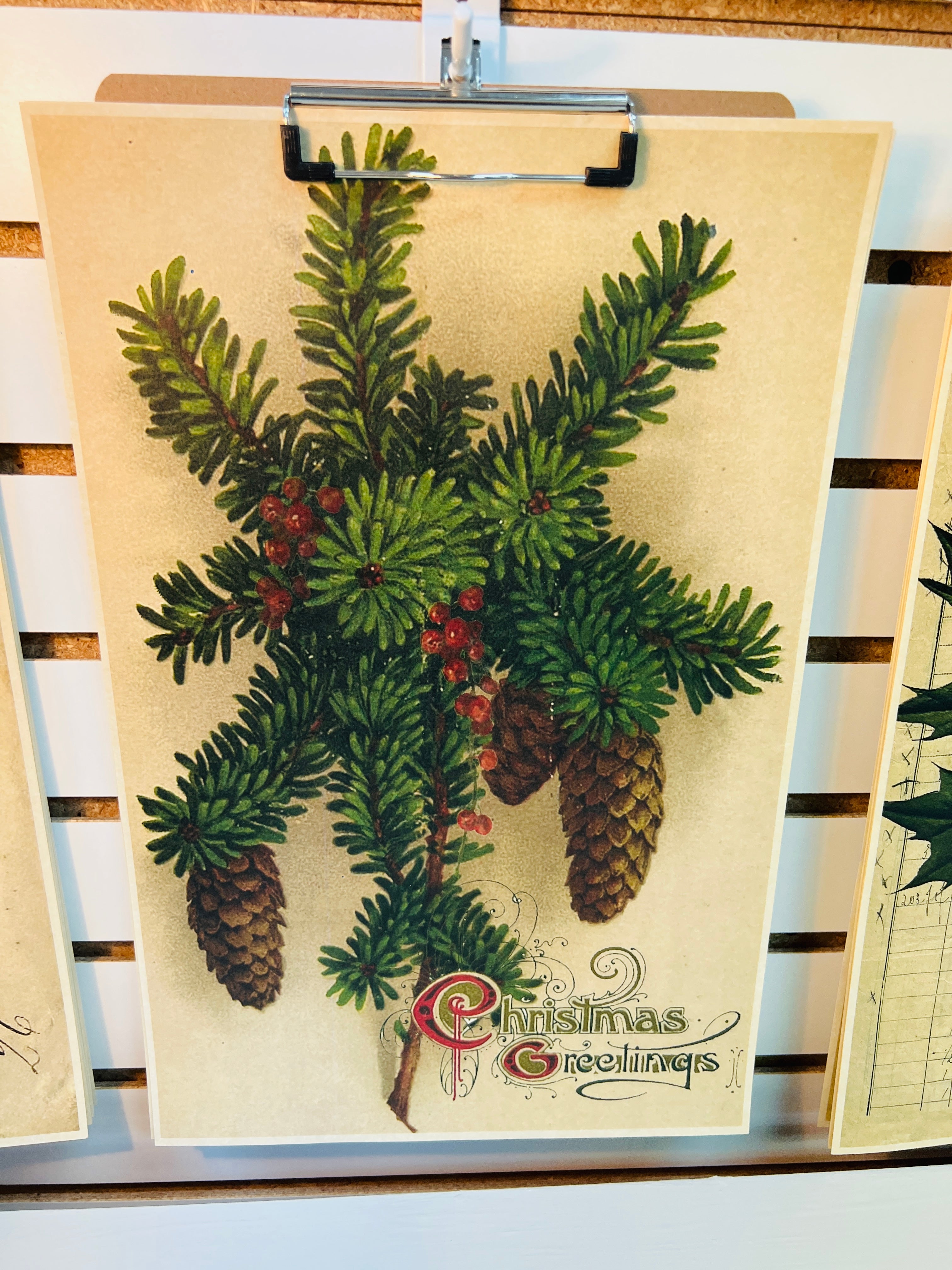 Christmas greenery with pinecones