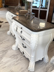 Marble top nightstand pair (2)