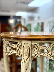Vintage French Provincial carved sidetable w/wood top