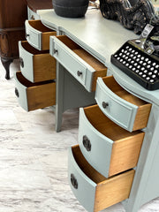 Vintage Hepplewhite-style blue desk