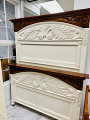 Antique full size panel bed w/rails