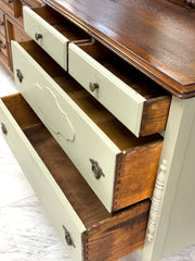 Vintage Sage green chest w/mirror on casters