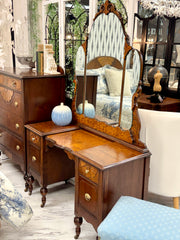 Vintage Burl-wood full bed w/rails