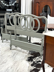 Pair of French Provincial twin beds w/rails (2)