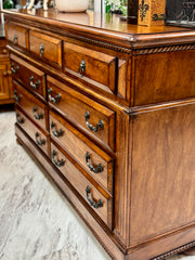 Tall wood dresser w/rope trim