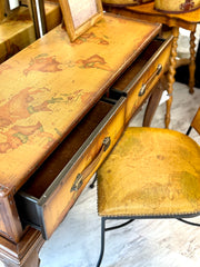 Leather map motif chair