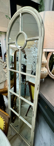 Full length metal window-pane mirror