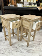 Pair of light wood side tables (2)