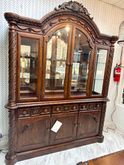 Carved dining table & 6 chairs