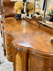 Vintage 10-pc. walnut/burl inlaid wood dining room set