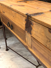 Rustic pine wood & iron console