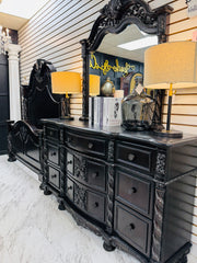 Tall black dresser w/removable mirror