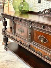 Antique Jacobean buffet/sideboard on casters