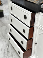 Vintage black & white cabinet w/drop-front desk