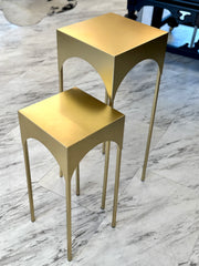 Set of (2) gold petite decorative tables/risers
