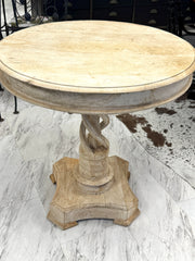 Round driftwood side table