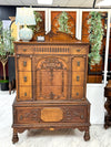 Carved wood antique chest of drawers ￼