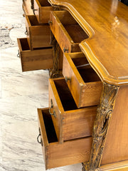 French Provincial Louis XIV vanity w/mirror & bench