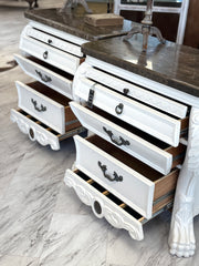 Marble top nightstand pair (2)
