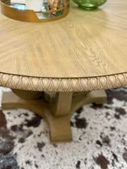 New 60” round pedestal dining table ￼