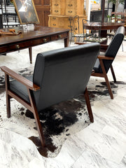 Mid-century faux leather chair pair (2)