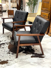 Mid-century faux leather chair pair (2)