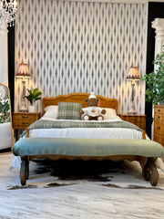 Green velvet bench