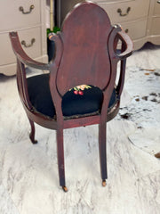 Victorian style needlepoint chair on casters