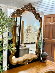 French Provincial Louis XIV vanity w/mirror & bench