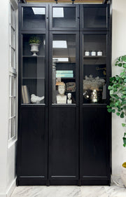 Tall glass front cabinet set of (3) ￼