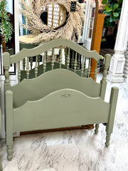 French Provincial twin bed w/rails