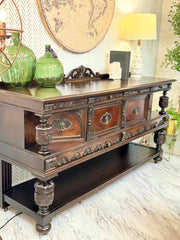 Antique Jacobean buffet/sideboard on casters