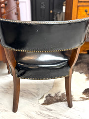Vintage leather barrel back chair