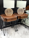 Leather top & iron table pair (2)