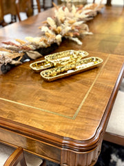 Vintage 10-pc. walnut/burl inlaid wood dining room set