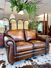 Genuine leather sofa w/nailheads
