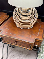 Leather top & iron table pair (2)