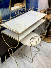 Vintage metal vanity w/stool