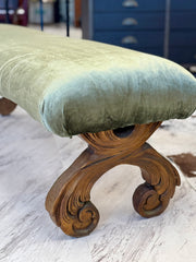 Green velvet bench
