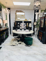 Tufted round velvet ottoman