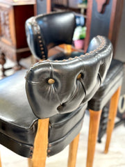 Pair of vintage MCM leather barstools (2)￼